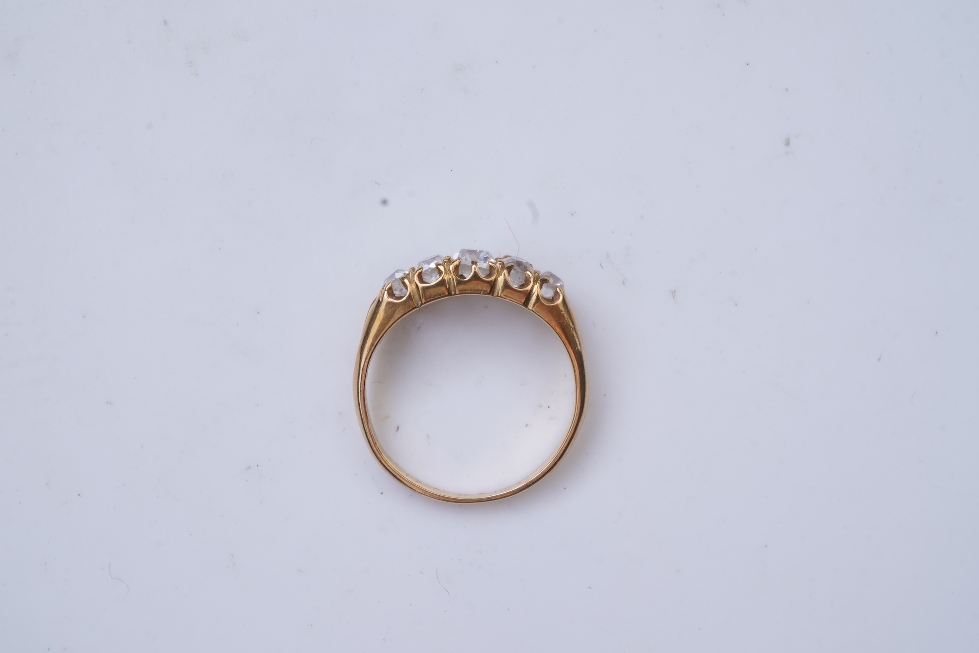A Victorian five-stone diamond ring, late 19th century
